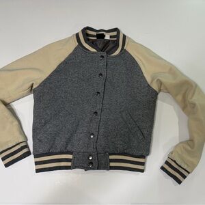 Urban Outfitters BDG Charcoal and Beige Varsity Jacket sweatshirt